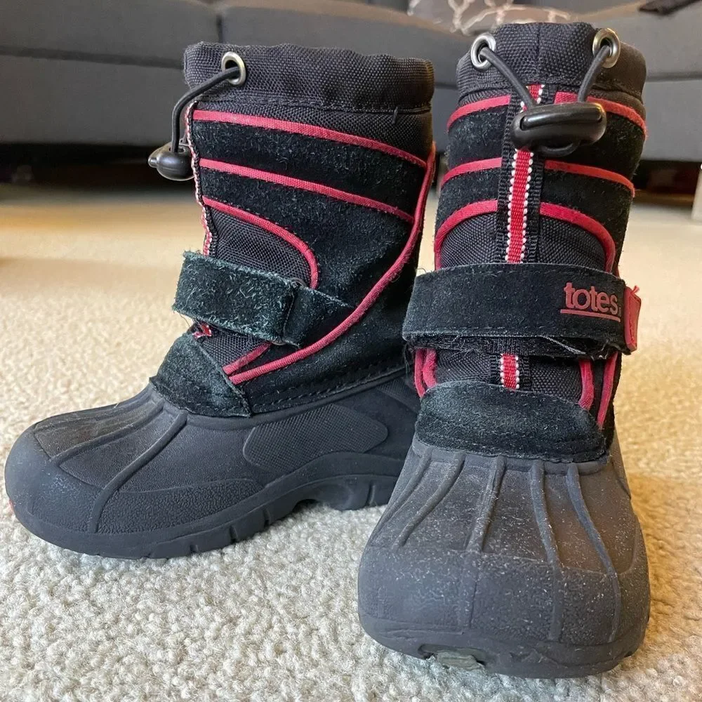 Totes Boy's Todd Winter Boots size 6T Black/Red